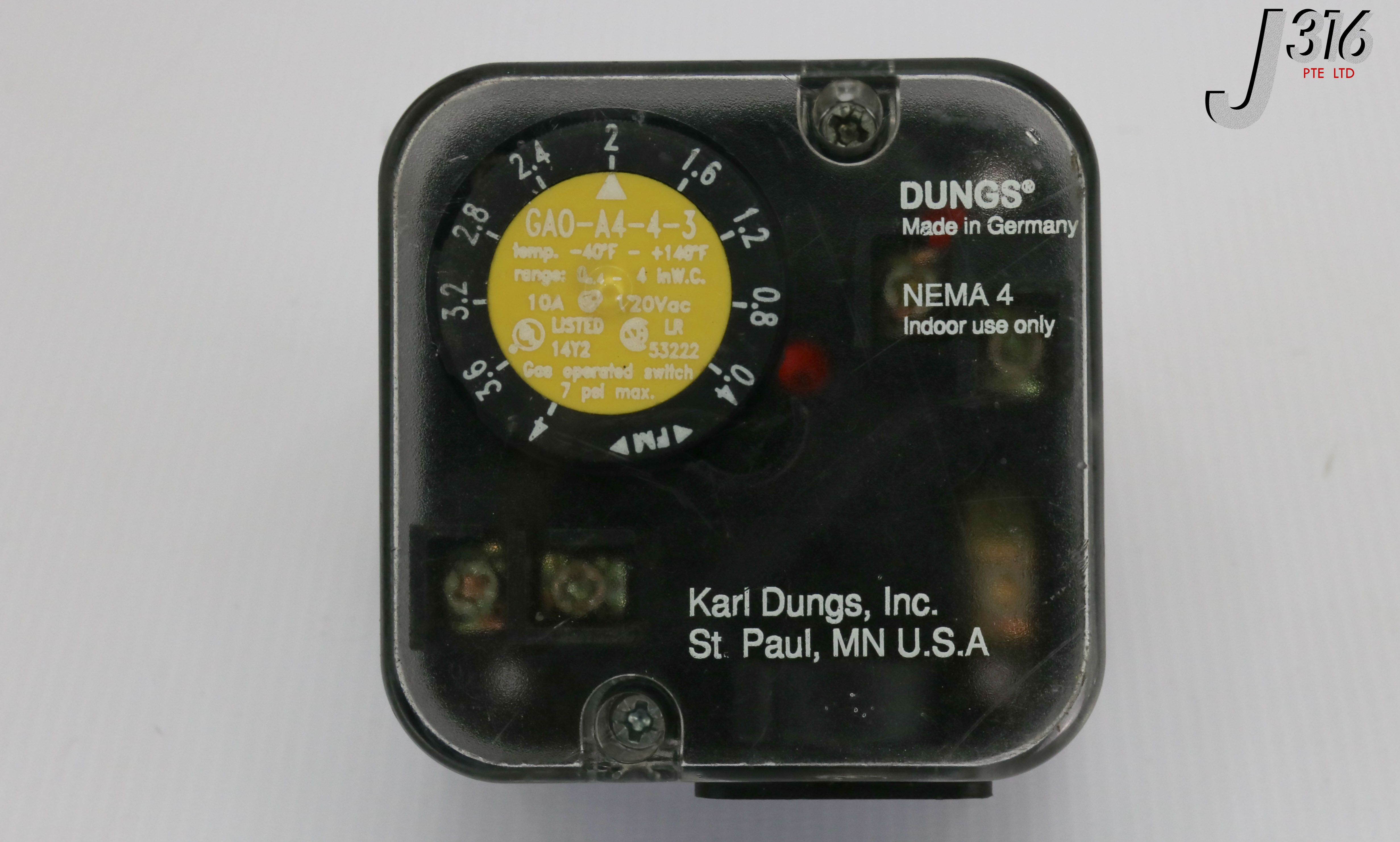 17873 KARL DUNGS PRESSURE SWITCH NEMA 4 J316Gallery